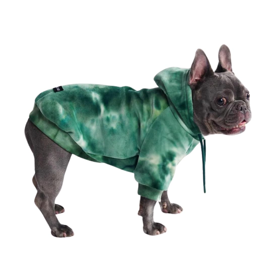Spark Paws Dog Hoodie - Premium Quality, Buttery Soft, Superior Comfort And Fit, Calming Fleece Interior, Suitable For All Breeds -Green Skydye, S