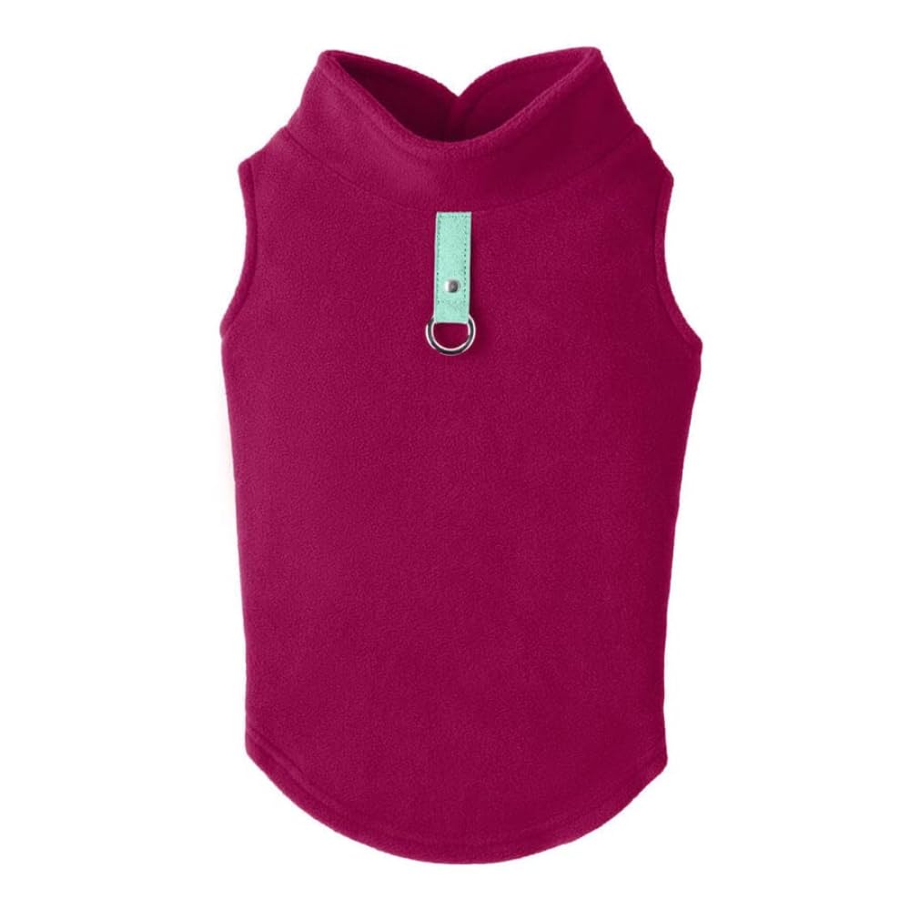 Gooby Fleece Vest Dog Sweater - Fuchsia, X-Small - Warm Pullover Fleece Dog Jacket With O-Ring Leash - Winter Small Dog Sweater Coat - Cold Weather Dog Clothes For Small Dogs Boy Or Girl
