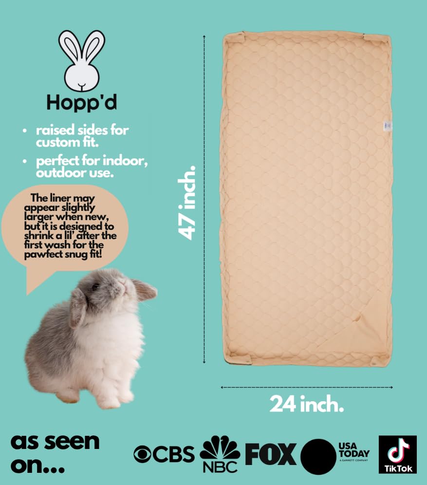 Hopp'D Hutchliner - Washable Fleece Bedding/Cage Liner For Guinea Pigs/Rabbit | Odor-Busting, Waterproof, Anti-Slip Vegan Pee Pa