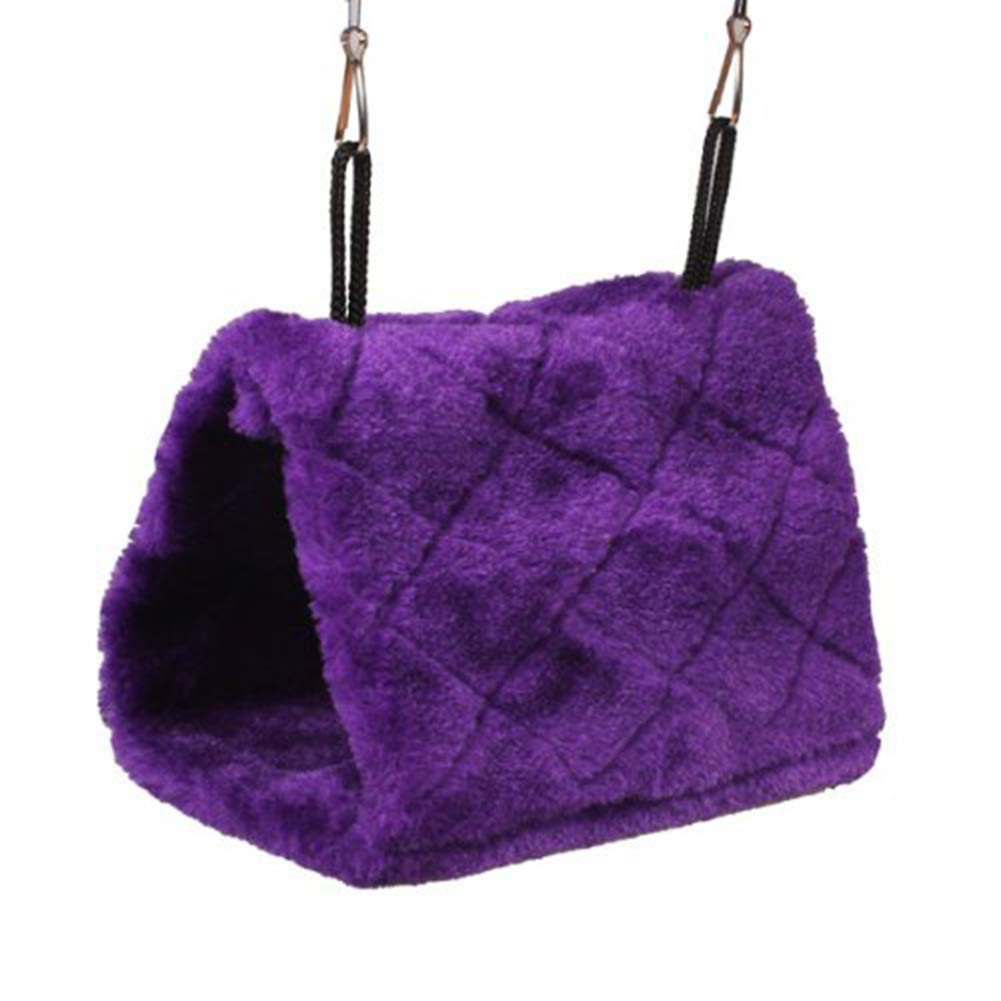 Magnoloran 2 Pack Warm Bird Nest House Bed Hanging Hammock Toy Sleeping Bed Plush Hanging Snuggle Cave Happy Hut For Pet Parrot Parakeet Cockatiel Conure Cockatoo African Grey Macaw(Purple)