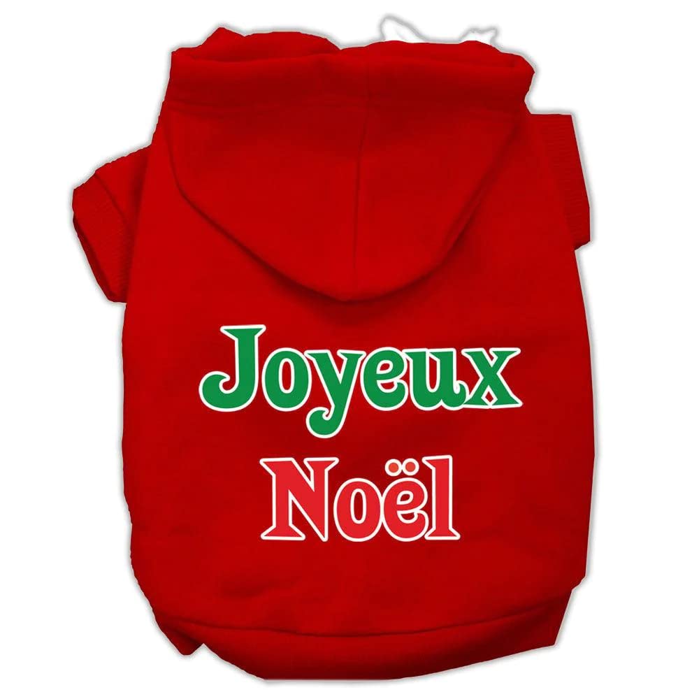 Christmas Pet Dog & Cat Hoodie Screen Printed, Joyeux Noel Red XL (14-20 lbs.)