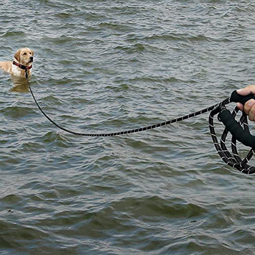 Plutus Pet Long Rope Dog Leash, With Comfortable Padded Handle, Reflective Nylon Heavy Duty Rope Leash, 15Ft 20Ft 30Ft 50Ft 66Ft Dog Training Leash For Small Medium Large Dogs (66Ft, Black)