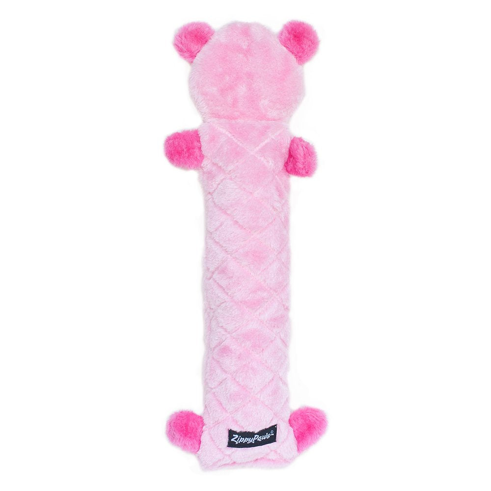 Zippypaws Jigglerz Plush Dog Toy With Squeaker, Stuffed Toy For Tough Play, Pink Bear