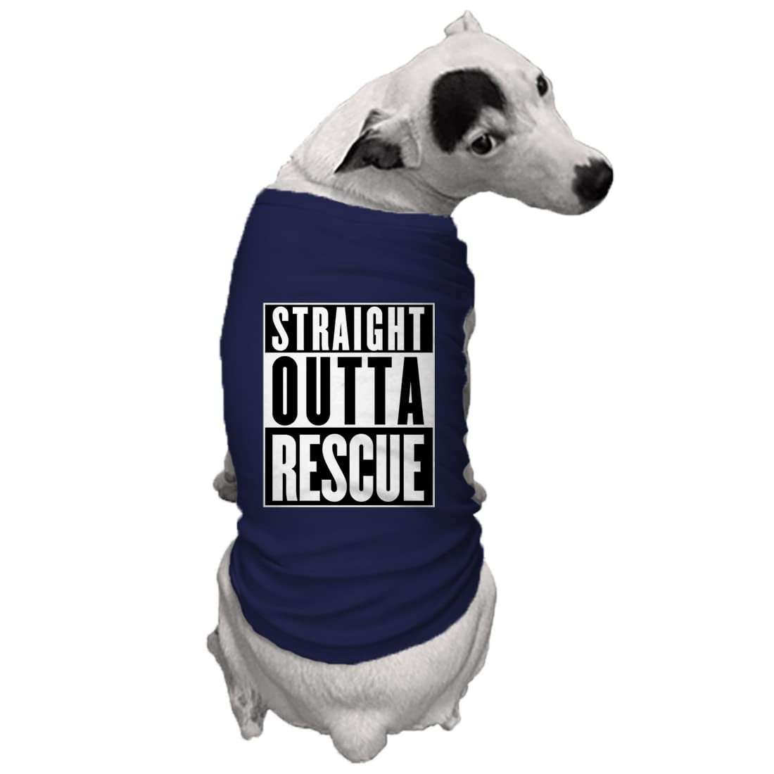 Straight Outta Rescue - Shelter Dog Shirt (Navy, X-Large)