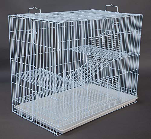 New Large 3 Levels Ferret Chinchilla Sugar Glider Rats Animal Cage, Narrow 3/8-Inch Bar Spacing (30' L X 18' W X 24' H White)