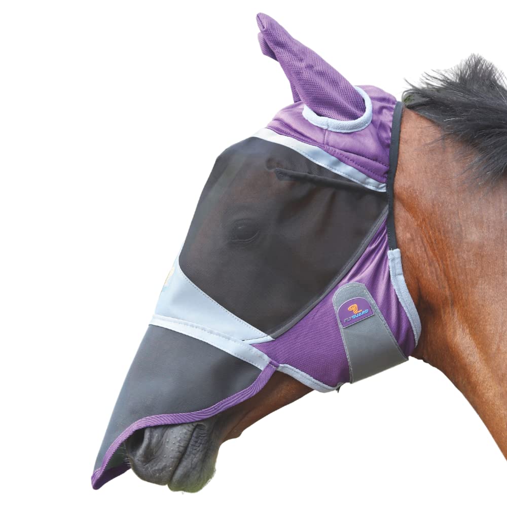 Shires Fly Guard Deluxe Fly Mask With Ears & Nose (Purple, Cob)