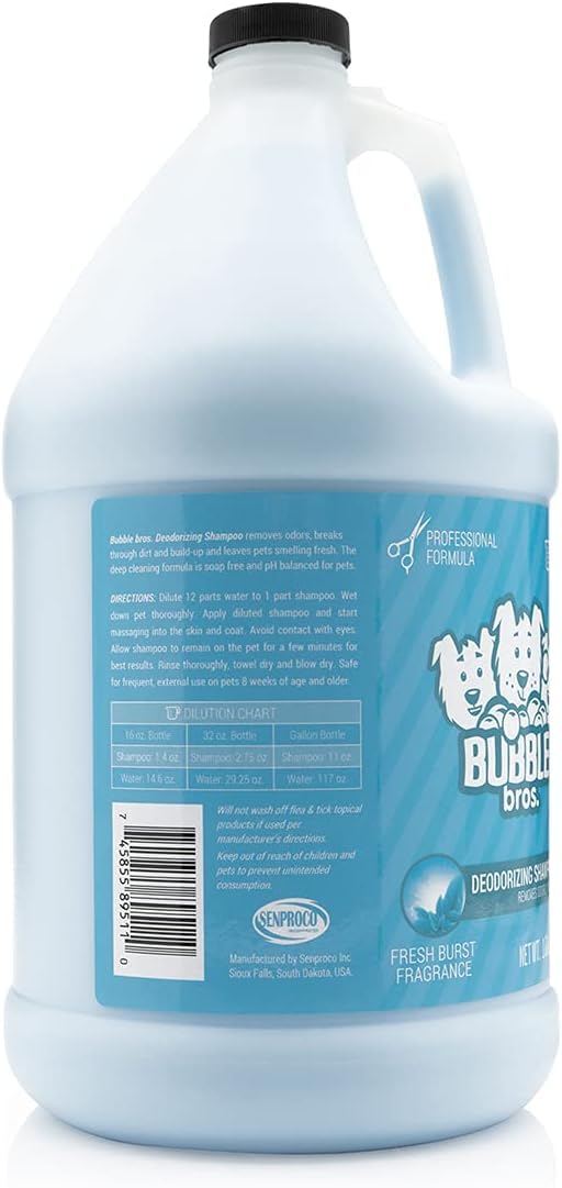 Bubble Bros. Deodorizing Dog Shampoo, Gallon - Naturally Derived, Eliminates Pet Odor, Breaks Through Dirt And Build Up, Leaves Dogs Smelling Fresh, Usa Made
