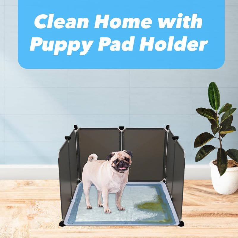 Tidyfriend Litter Box Splash Guard, Litter Box Pee Shields For Dogs, Easy To Clean Indoor Dog Fence With Puppy Pee Pad Holder Tr