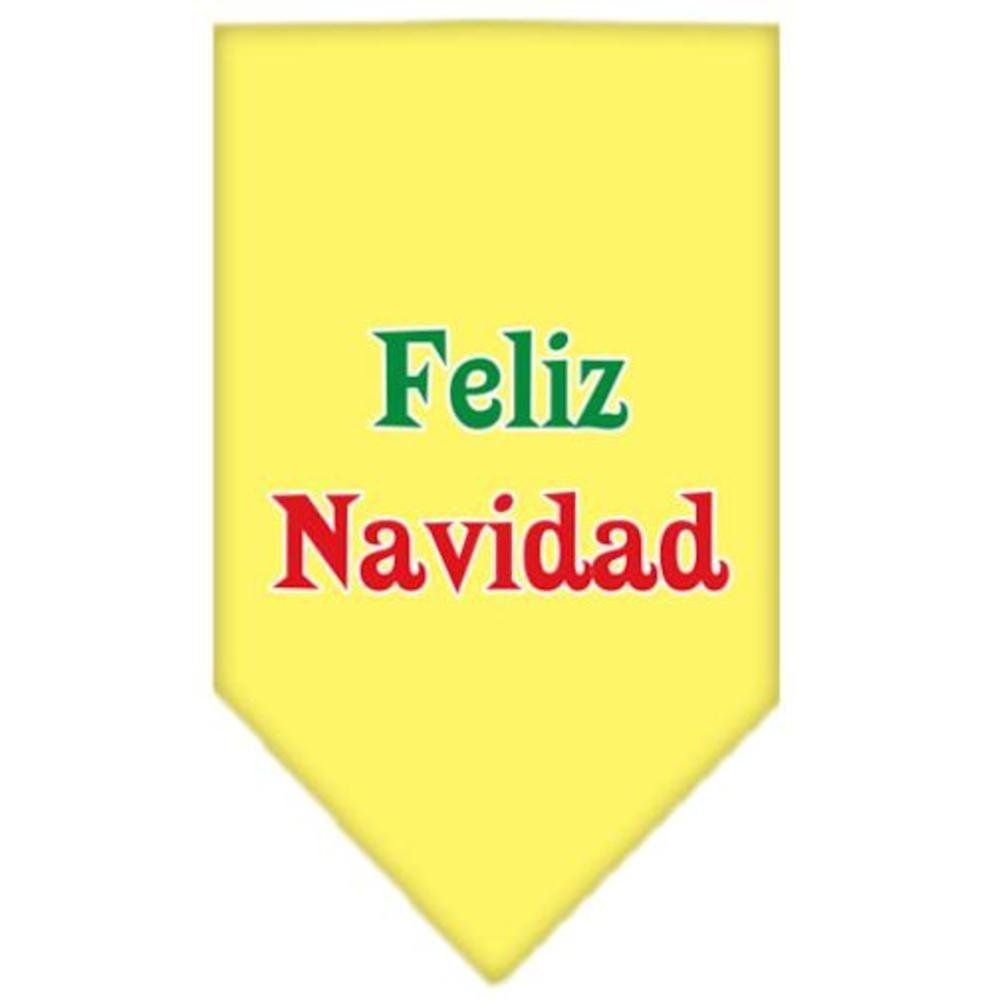 Christmas Pet and Dog Bandana Screen Printed, &quot;Feliz Navidad&quot; Yellow Small