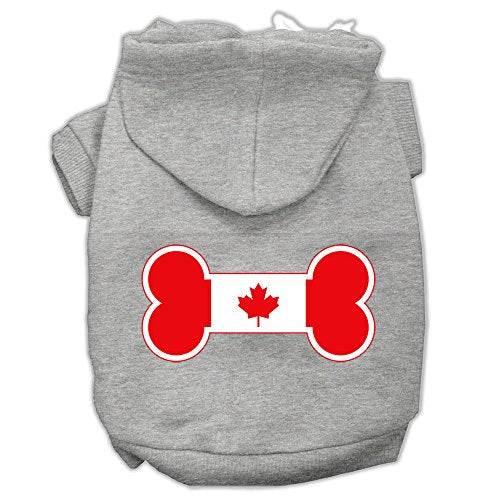 Mirage Pet Products 10&quot; Bone Shaped Canadian Flag Screen Print Pet Hoodie, Small, Grey