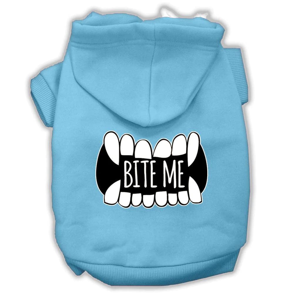 Pet, Dog & Cat Hoodie Screen Printed, 'Bite Me' Cream Sm (3-6 Lbs.)