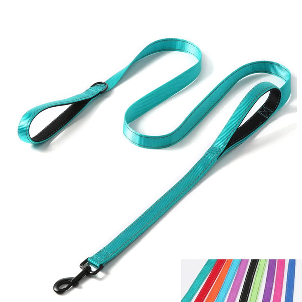 Double Handle Dog Leash 6ft, Reflective Nylon with Padded for Extra Control Outside Durable Training Lead for Small Medium Large