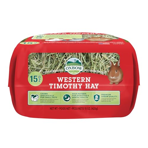 Oxbow Animal Health Western Timothy Hay - All Natural Hay for Rabbits, Guinea Pigs, Chinchillas, Hamsters & Gerbils - 15 oz.