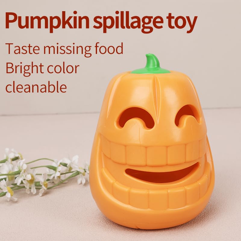 Histotree Dog Puzzle Toys Pumpkin Rubber Puppy Chew Toys Treat Food Dispensing Dog Toys for Teeth Cleaning Interactive Dog Toys