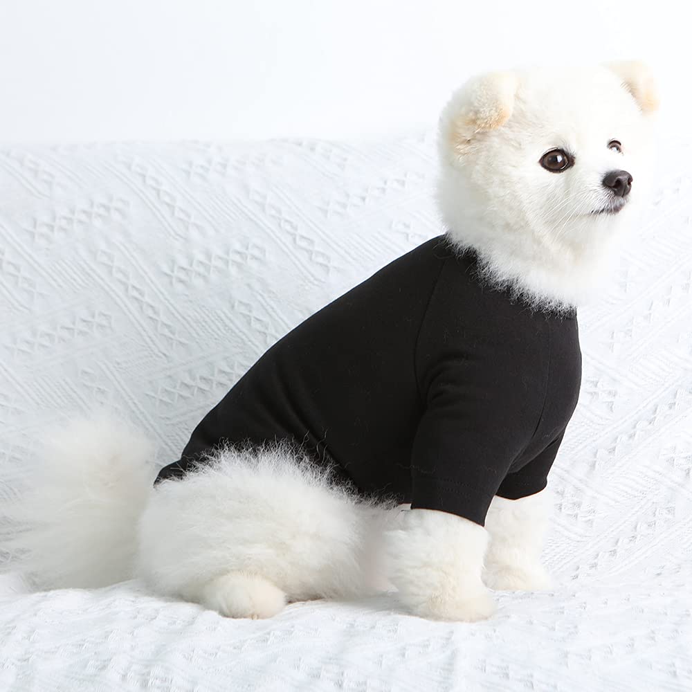 Lucky Petter Dog Shirt For Small Dogs Plain T-Shirts Soft Breathable Dog Cotton Shirt Pet Clothes (Large, Black)