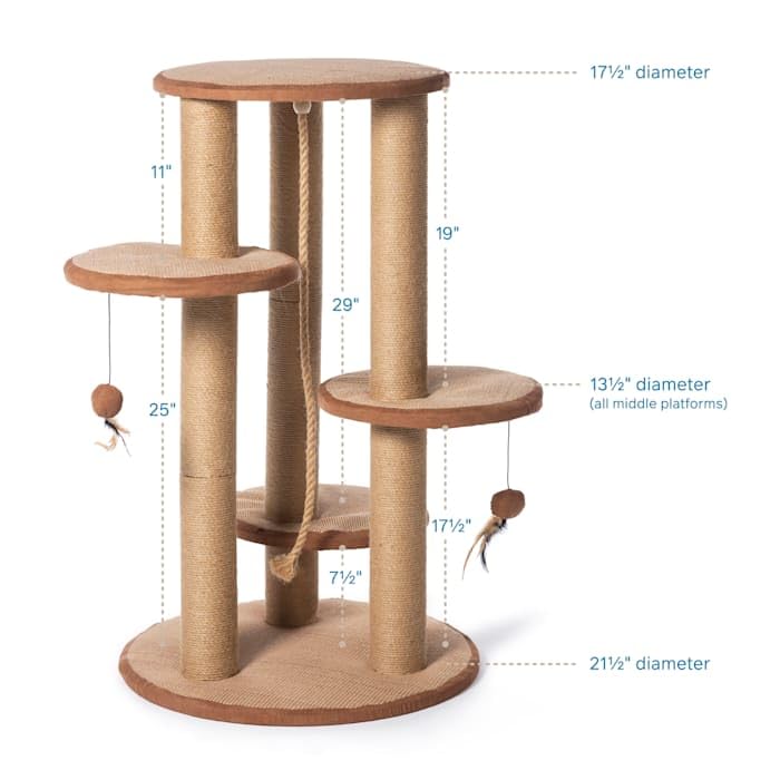 Prevue Pet Products 7150 Kitty Power Paws Multi-Platform Posts With Tassels Cat Scratcher, Natural