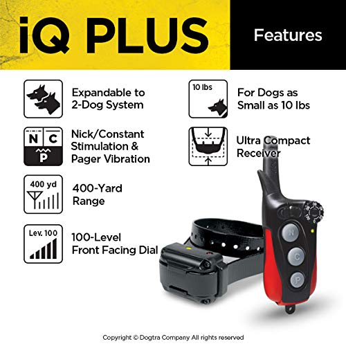 Dogtra Iq Plus+ 2-Dogs Remote Training System - 400 Yard Range, Waterproof, Rechargeable, Static, Vibration - Includes Petstek D