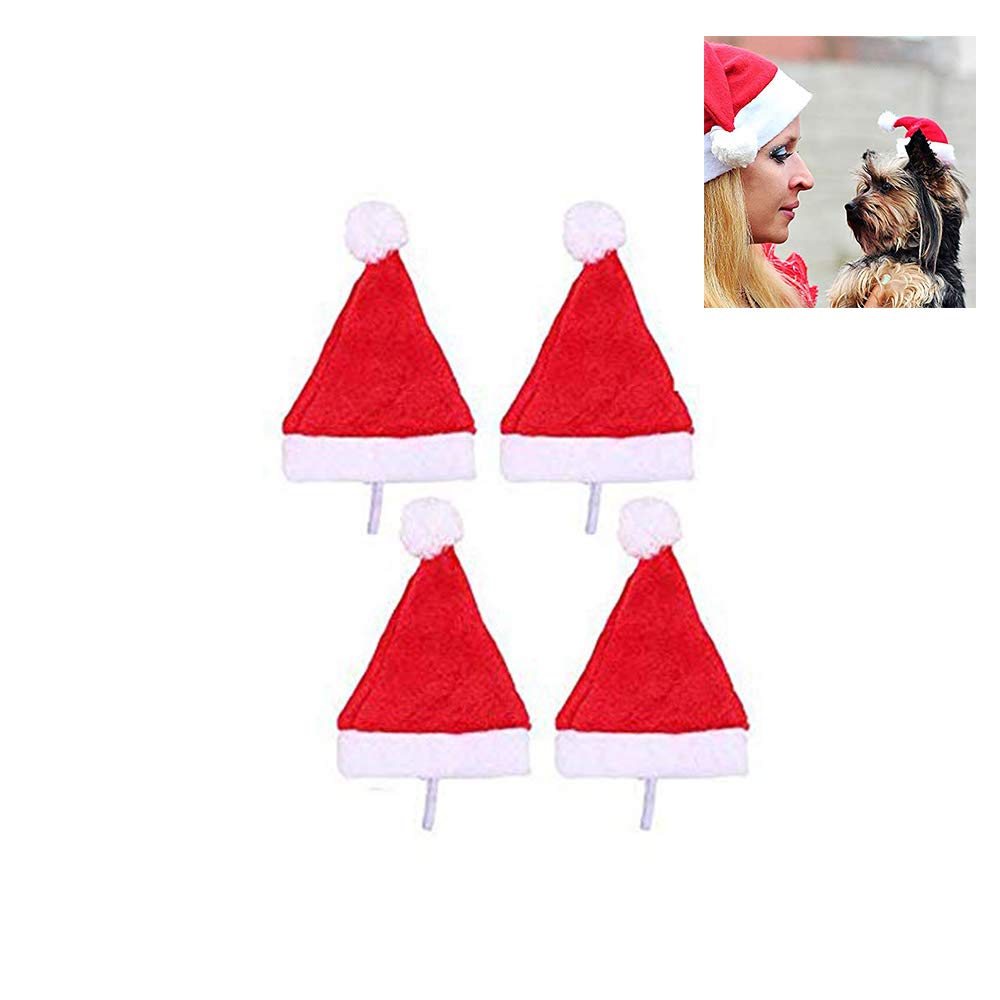 Yahpetes Dog Cat Pet Santa Hat Christmas Santa Claus 4 Pcs Pet Christmas Hat 5.5'X7.8' Dog Costume For Puppy Kitten Small Cats Dogs Pets