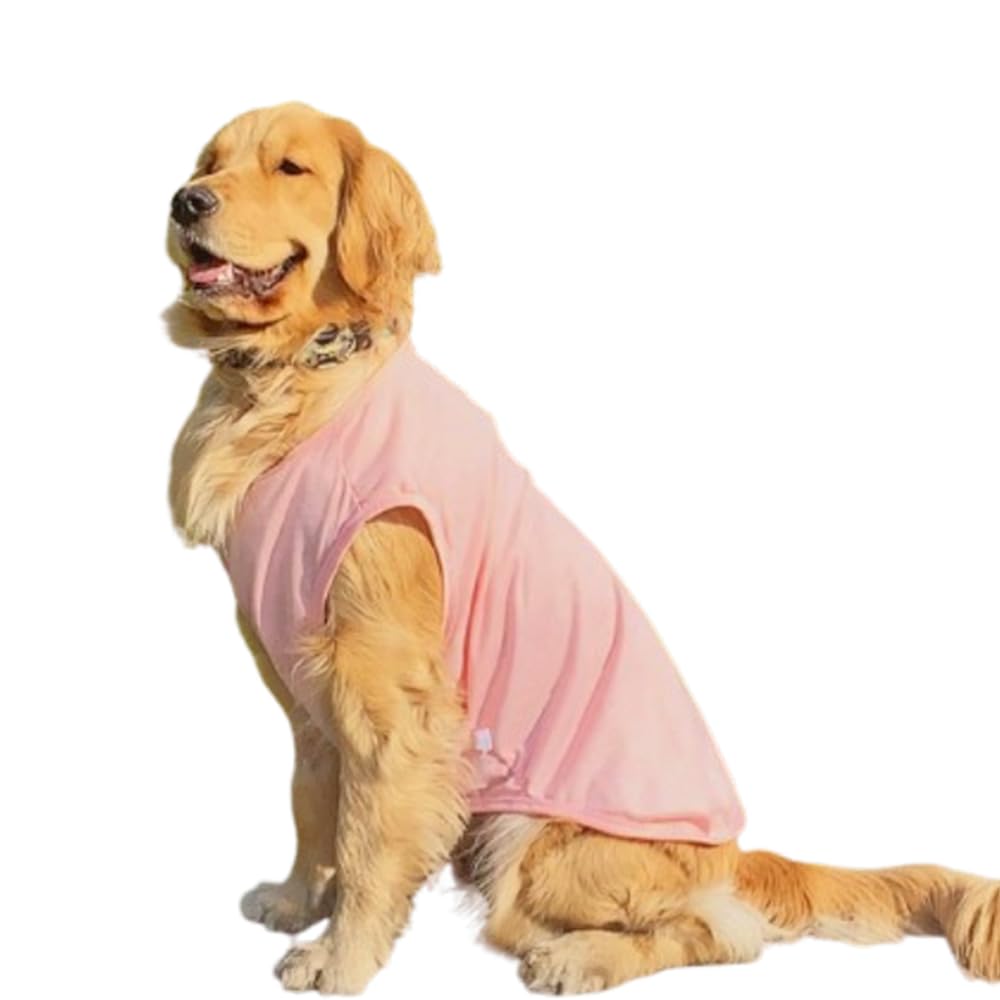 Aniac Pink Large Dog Shirt For Girl Boy Solid Cotton Dog Tee Shirt Summer Basic Tank Top Breathable Sleeveless Doggy Vest Coolin