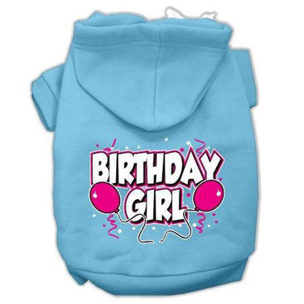 Pet, Dog & Cat Hoodie Screen Printed, 'Birthday Girl' Baby Blue Xl (14-20 Lbs.)