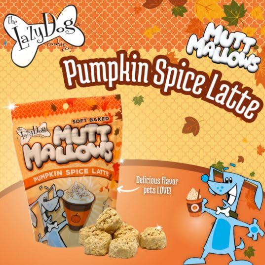 The Lazy Dog Cookie Co. Soft Dog Treats, Mutt Mallows Pumpkin Spice Latte, for Small, Medium and Large Dogs, Wheat-Free, Baked i