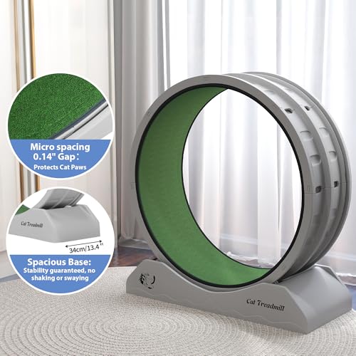 Coziwow Cat Wheel For Indoor Cats Exercise Running Wheel Cat Treadmill With Brake & Carpeted Runway, 31.5 Inch Easy To Install &