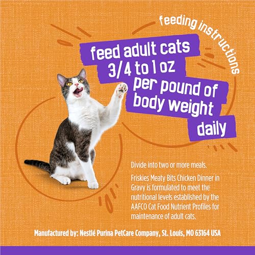 Friskies Wet Cat Food, Meaty Bits Chicken Dinner in Gravy, 5.5 oz Cans, Pack of 24