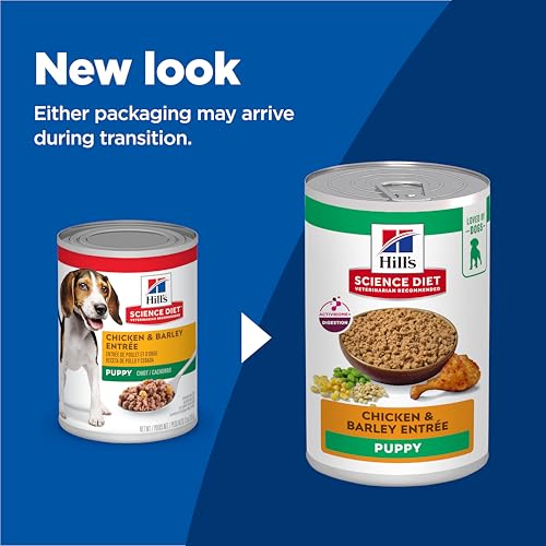 Hills Science Diet Puppy, Puppy Premium Nutrition, Wet Dog Food, Chicken & Barley Loaf, 13 oz Can, Case of 12