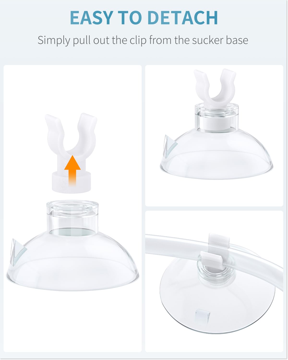 Pawfly Aquarium Suction Cup Clips For Standard 3/16' Id Airline Tubing Clear Air Hose Holder Clamp Accessories For Fish Tank Aeration Setup, 20 Pack