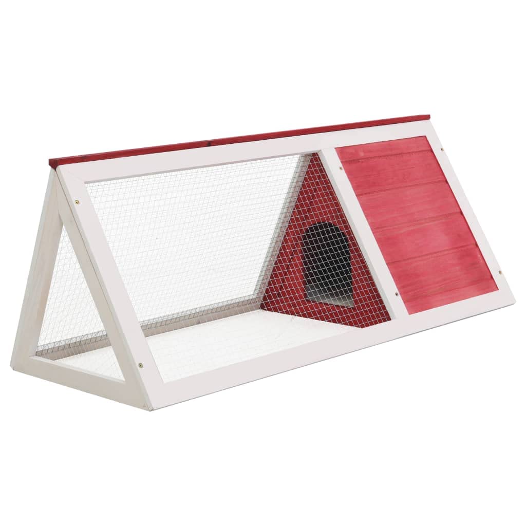 vidaXL - Deluxe Wooden Rabbit Cage - Red & White Outdoor Pet Enclosure - Iron Wire Mesh Design - Premium Treated Fir Wood - Easy Access Feeding Door