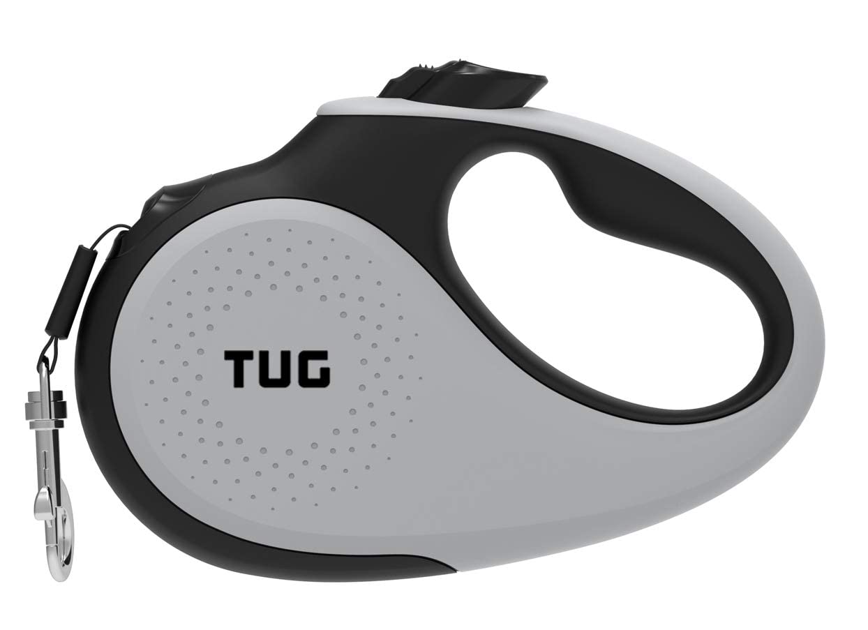 Tug 360 Tangle-Free Retractable Dog Leash With Waste Bag Dispenser (Large, Grey)