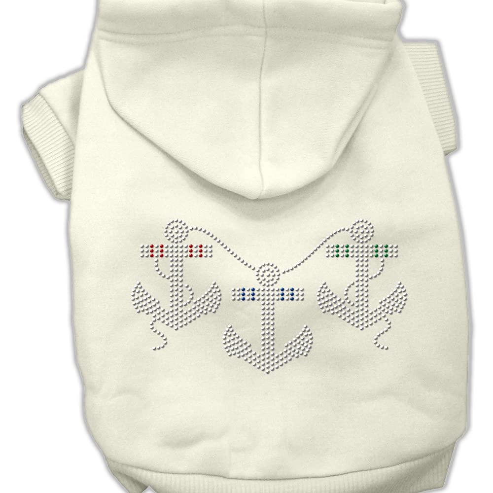 Mirage Pet Products 20-Inch Rhinestone Anchors Hoodies, 3X-Large, Cream