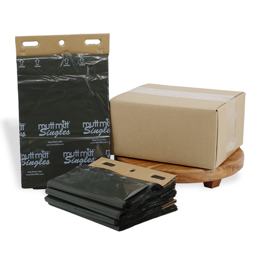 Mutt Mitt Singles Dog Waste Header Bags - 500 Bags Perfect For 1 Dog Waste Station - Single-Ply, Thick Bag With A Bottom Gusset,