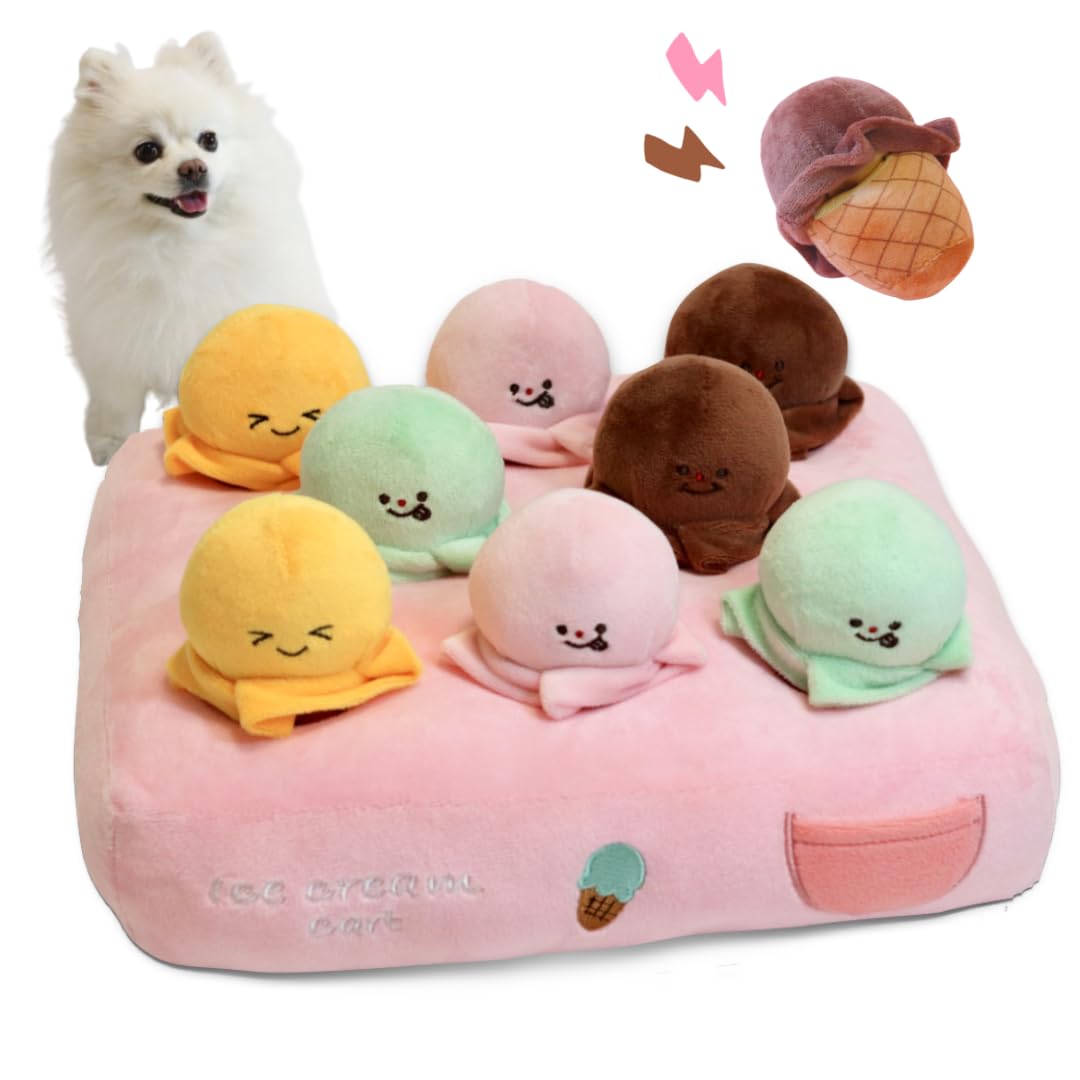 Gosuny Toys Enrichment Dog Puzzle Toy, Snuffle Mat For Puppies, Pink Dog Toys For Small Dogs, Interactive Small Dog Toys, Ice Cr