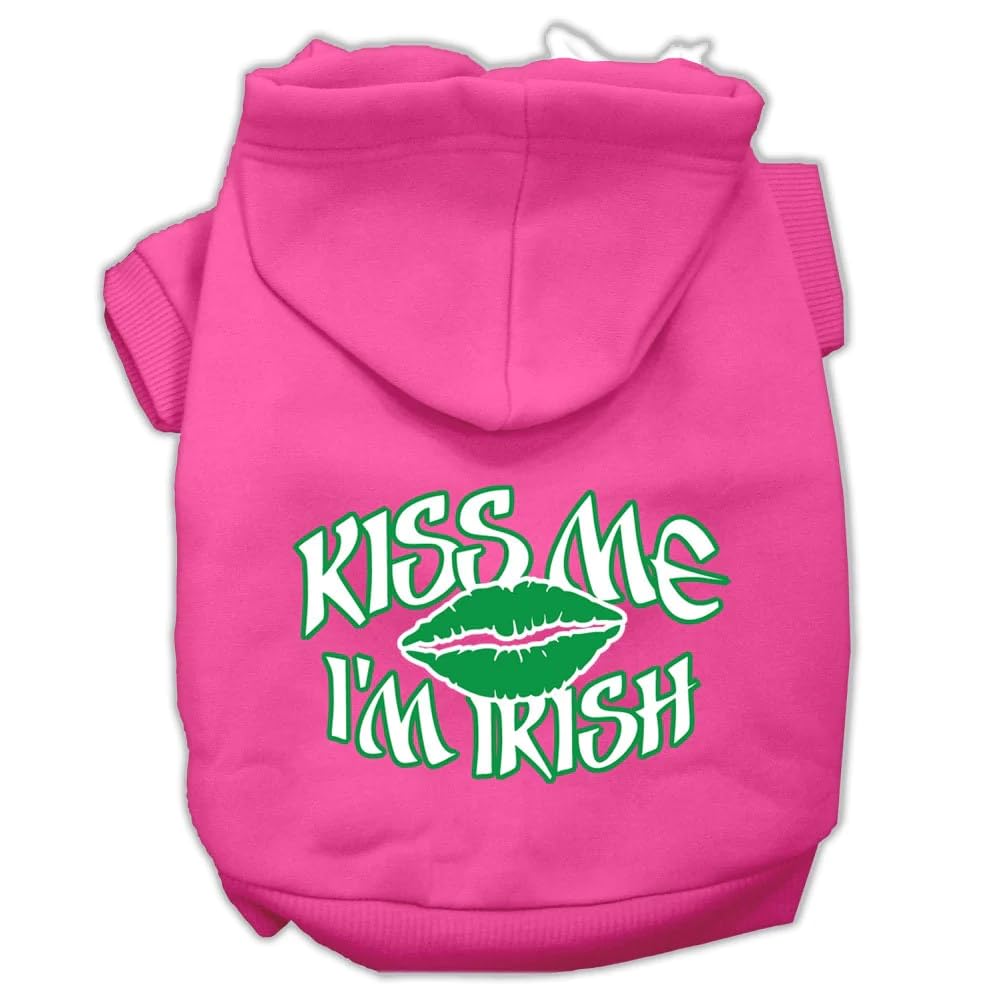 Pet Dog & Cat Hoodie Screen Printed, Kiss Me I'm Irish Cream LG (10-14 lbs.)