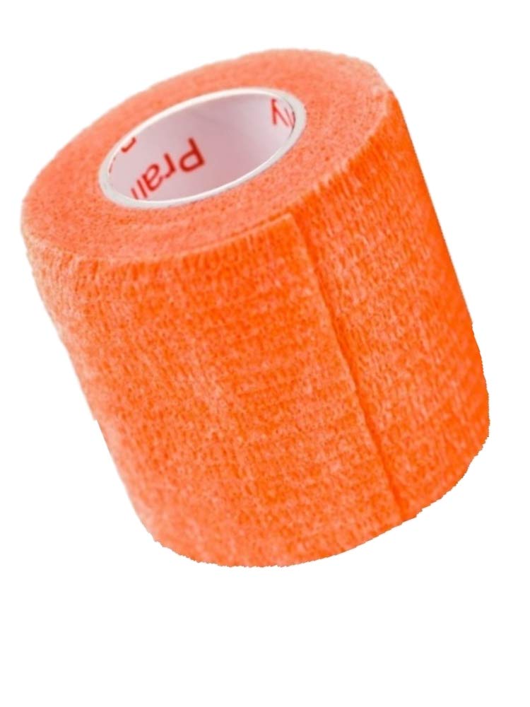 2 Inch Vet Wrap Tape Bulk (Orange) (Pack of 12) Self Adhesive Adherent Adhering Flex Bandage Grip Roll for Dog Cat Pet Horse