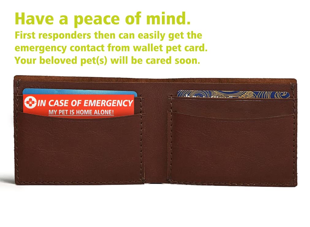 My Pets, Dogs & Cats Are Home Alone Alert Key Tag Keychain Emergency Contact Wallet Card Folded - 2 Writable Back Sides (Pet Emergency Wallet Card & Tag)