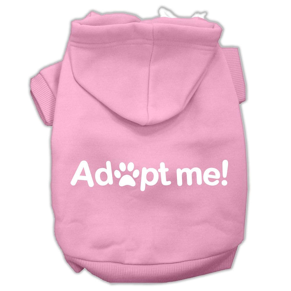 Pet, Dog & Cat Hoodie Screen Printed, 'Adopt Me' Light Pink Xs (0-3 Lbs.)