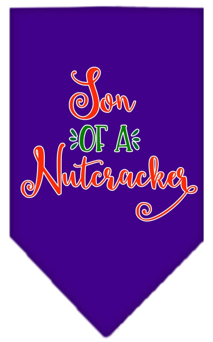 Christmas Pet and Dog Bandana Screen Printed, &quot;Son Of A Nutcracker&quot; Purple Large
