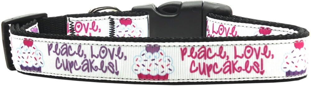Mirage Pet Products 125-121 LG Peace Love Cupcakes Dog Collar, Large