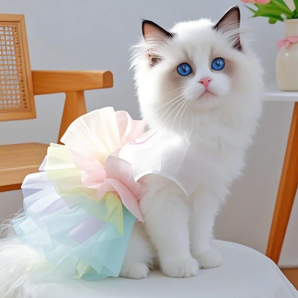 Aniac Happy 1St Easter Dog Dress Girl Holiday Puppy Clothes For Small Dog Easter Cat Outfit Eggs Print Rainbow Doggy Princess Tu