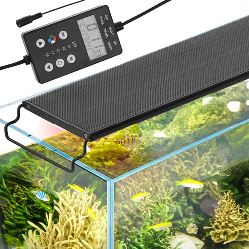 VEVOR Aquarium Light with LCD Monitor, 36W Full Spectrum Fish Tank Light with 24/7 Natural Mode, Adjustable Brightness & Timer -