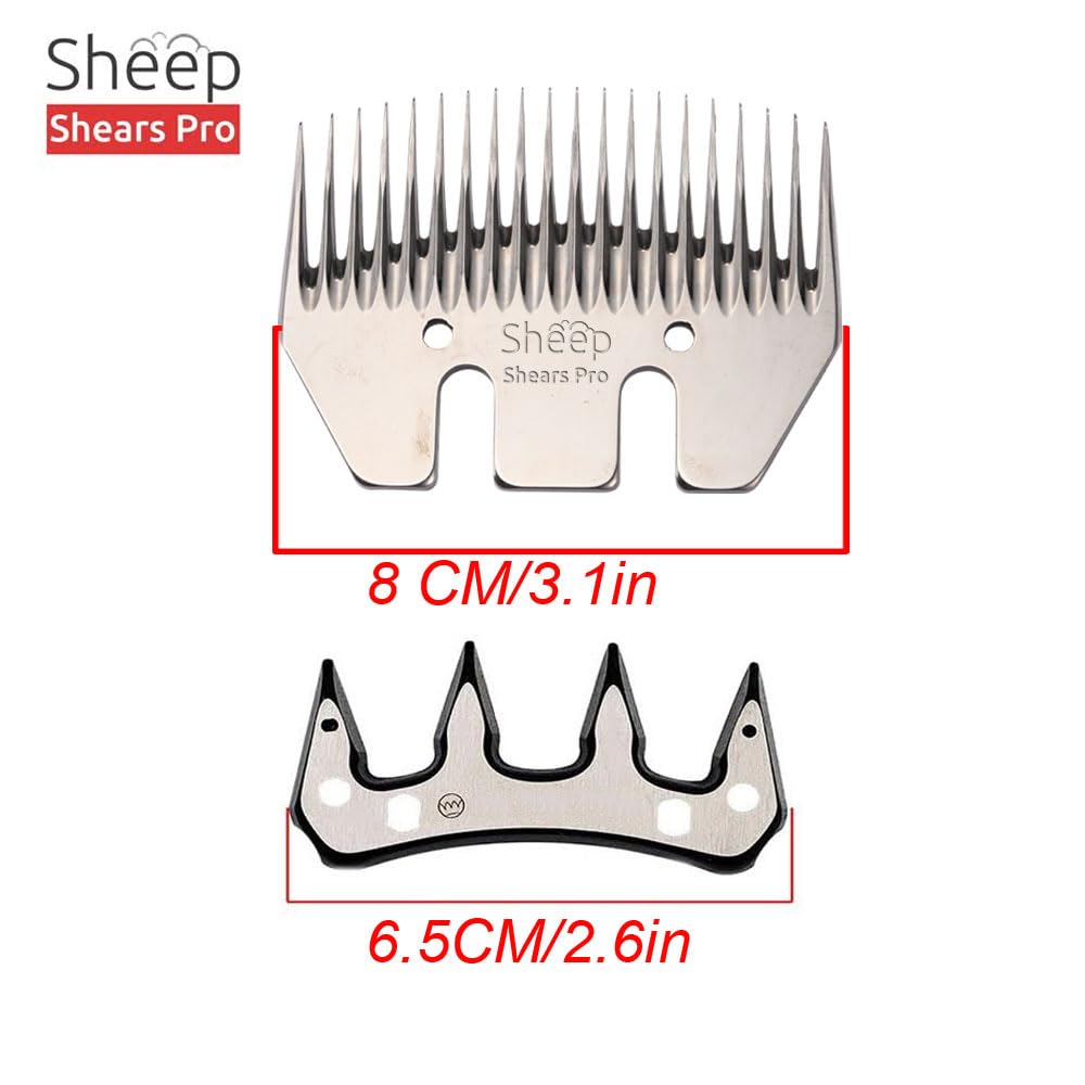 Sheep Shears Pro Clipper Blades 20 Tooth Straight Blade Replacement Universal Show Goats Cutter Blades Set With 2 X Sheep Clippe