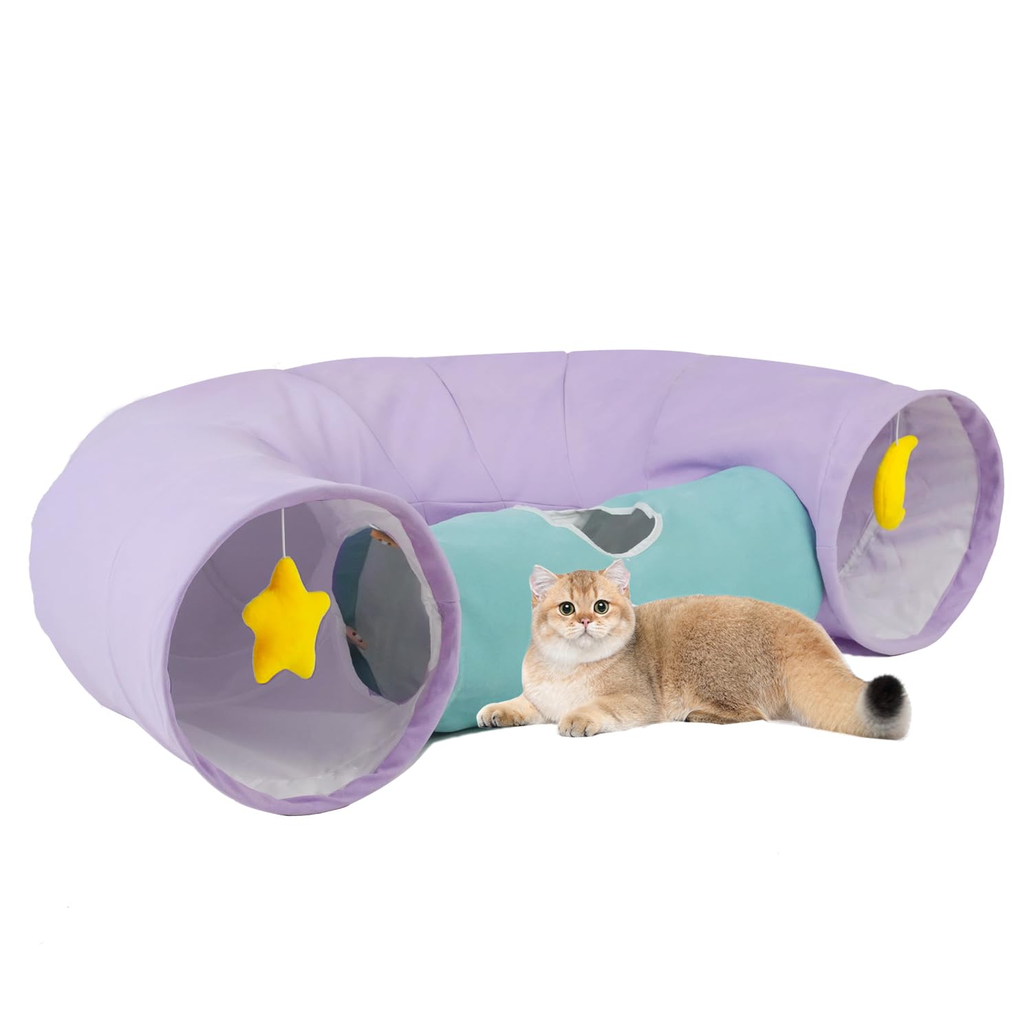 Paopo Cat Tunnel,Cat Tunnels For Indoor Cats Collapsible Large Cat Tunnel Cute Cat Tunnel Toy For Cat,Kitten,Puppy,Rabbit,Purple