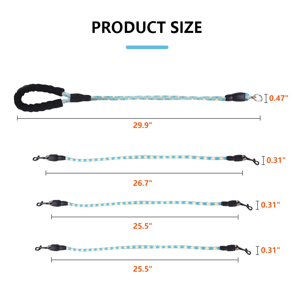 Three Dog Leash,Comfortable Double Dog Leash With Reflective,360 Swivel No Tangle 3 Dog Training Leash,For Large Medium Small Do