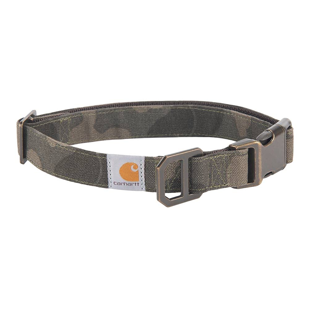 Carhartt Nylon Duck Dog Collar, Fully Adjustable Durable 2-Ply Cordura Nylon Canvas Collars For Dogs, Tarmac Duck Camo, Medium