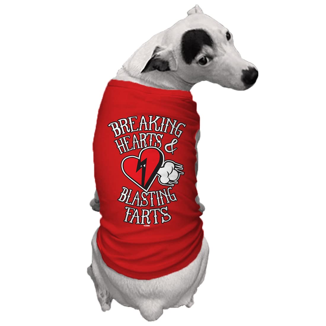 Tcombo Breaking Hearts & Blastings Farts Dog Shirt (Red, X-Small)