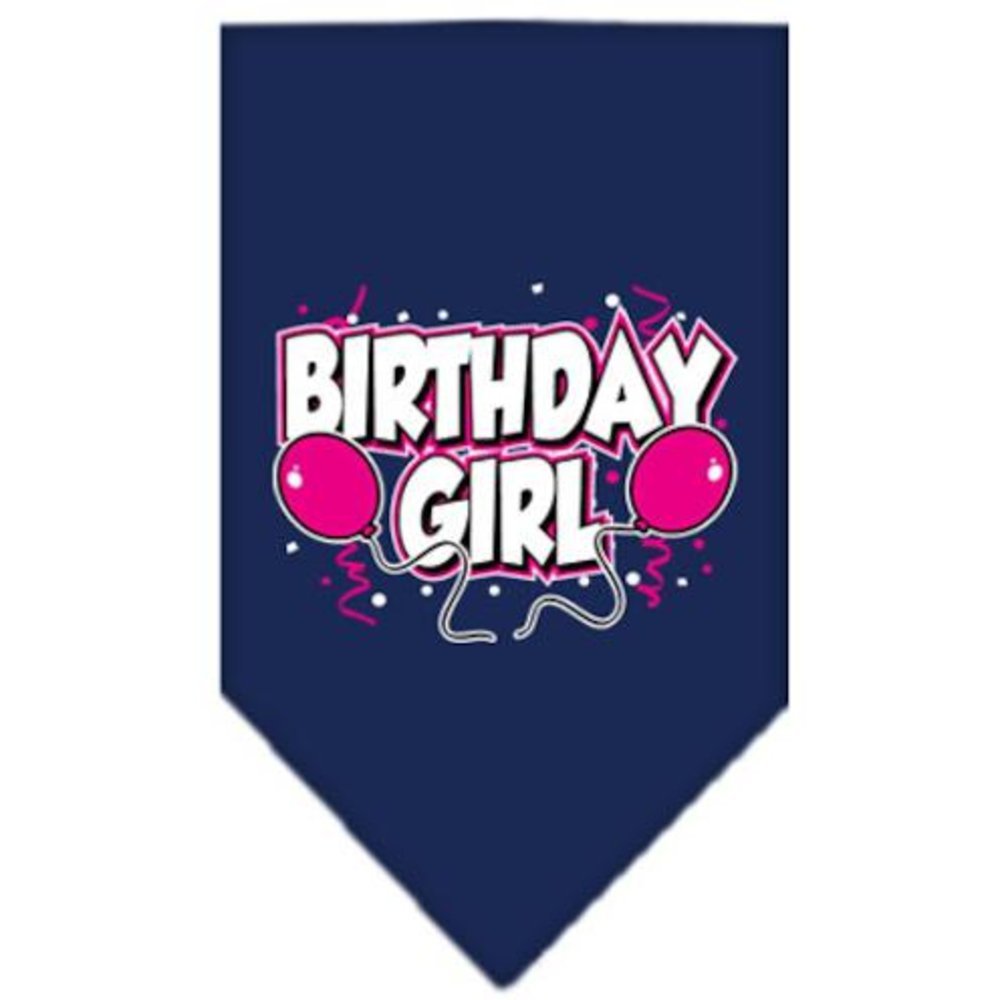 Pet and Dog Bandana Screen Printed, &quot;Birthday Girl -or- &quot;Birthday Boy&quot; Navy Blue Birthday Girl(Small)