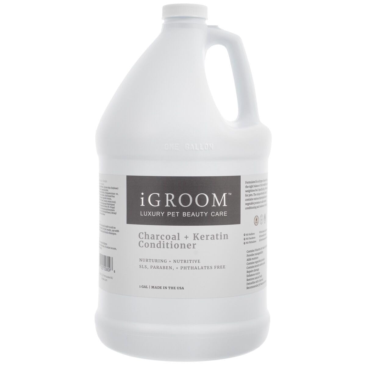 iGroom Charcoal Keratin Dog Conditioner, Luxury Pet Beauty Care, Repairs Enhances Adds Moisture, Made in USA, Summer Fig, 1gal