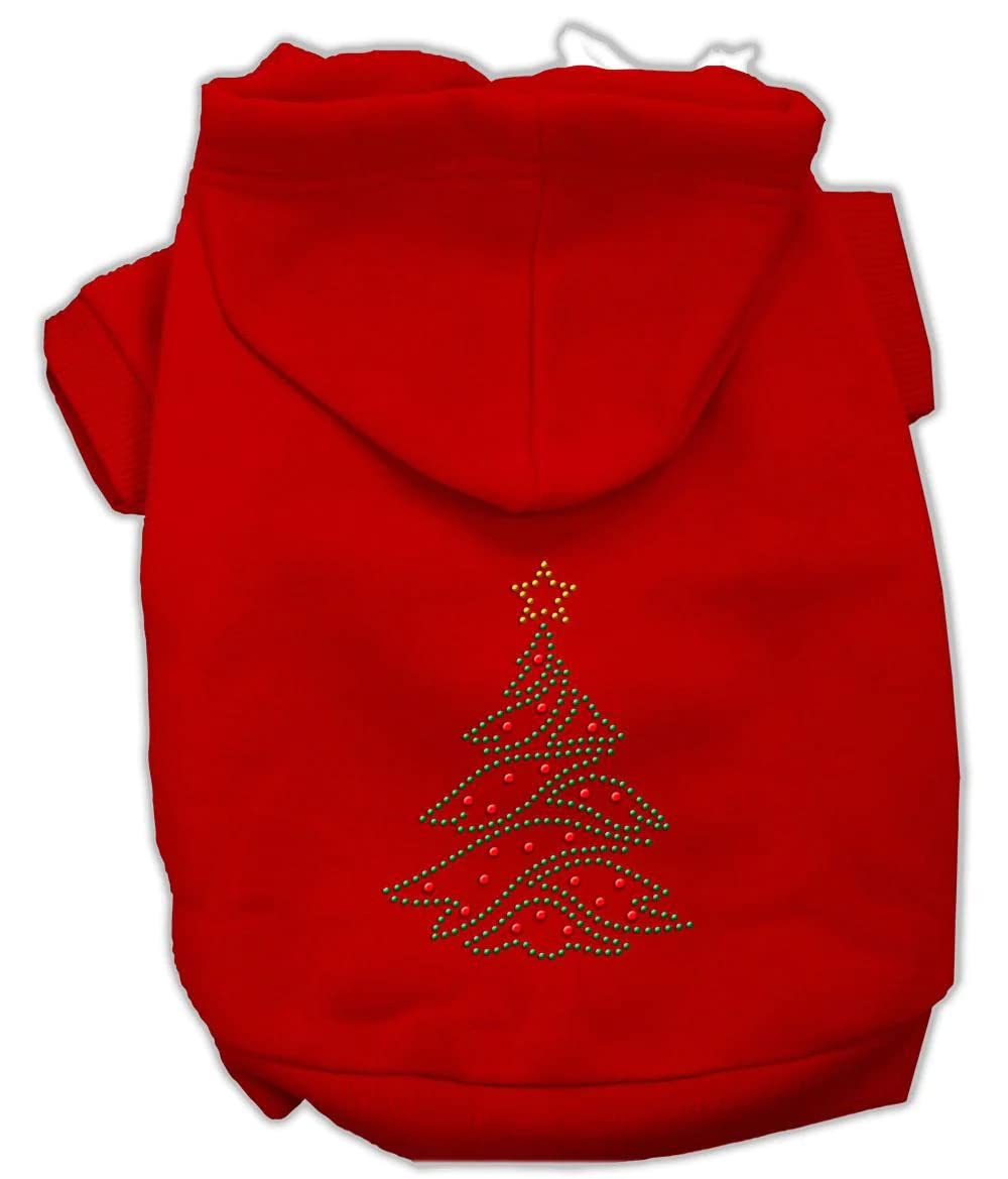 Mirage Pet Products 8-Inch Christmas Tree Hoodie, X-Small, Red